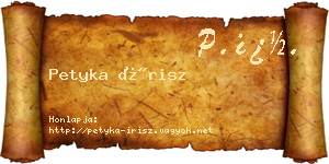 Petyka Írisz névjegykártya